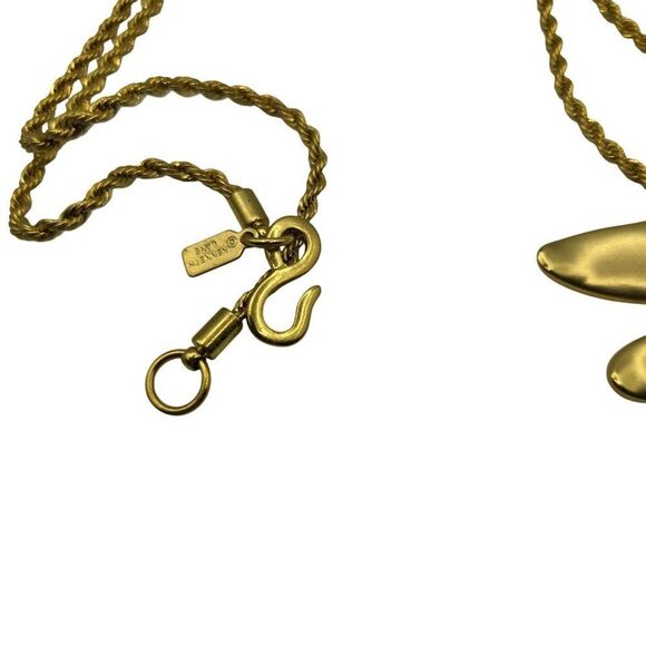 Kenneth Lane Large Dragonfly Dragon Fly Necklace Gold Satin Rope Chain 30" - Picture 3 of 4